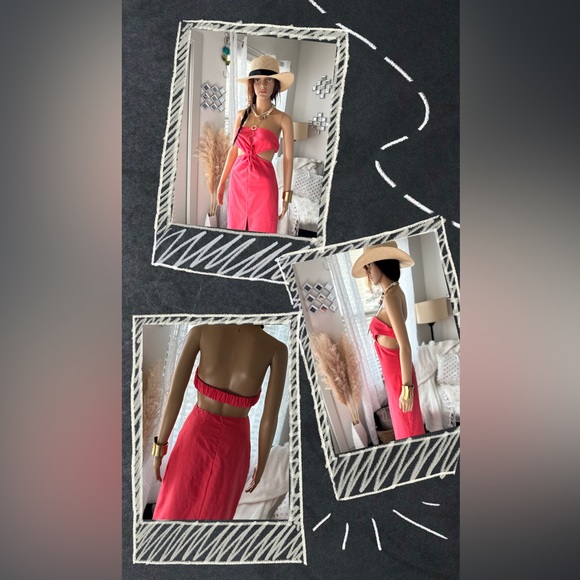 Cut Out Strapless Midi Cut Out Dress Pink - Picture 2 of 8